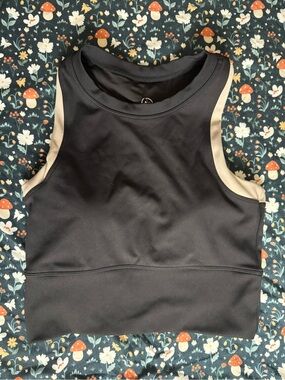 Black/Tan Crop Athletic Top w/ Leggings Set